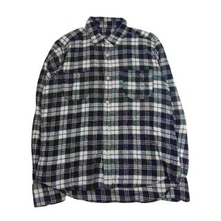 ティーエムティー(TMT)のTMT ティーエムティー TSH-S1620 FLANNEL CHECK SHIRT フランネル チェック ダブルポケット 長袖 シャツ ブラック ホワイト L【中古】(シャツ)