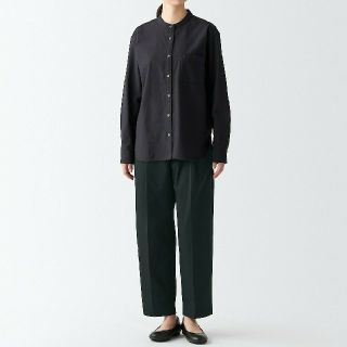 ムジルシリョウヒン(MUJI (無印良品))の《新品》  無印良品 撥水ストレッチタックワイドパンツ／Ｌ／黒(カジュアルパンツ)