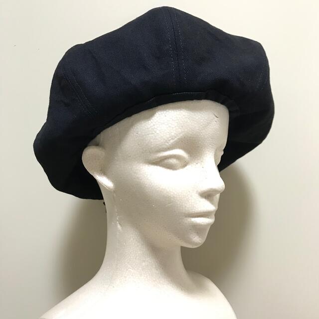 黒 デニム ベレー帽 ハンドメイド サイズ調節 ブラックデニムの通販 by