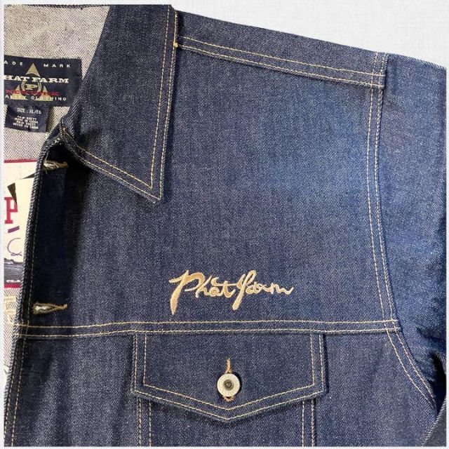 PHAT FARM 刺繍ロゴ オーバーサイズデニムジャケット XL