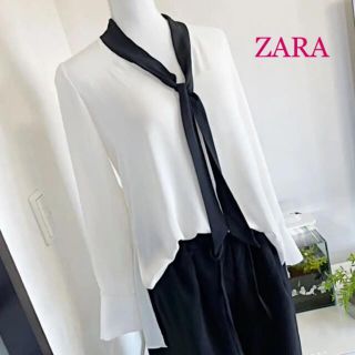 翌日発送ZARAザラ刺繍フリルシャツアイボリーL新品未使用タグ付き ...