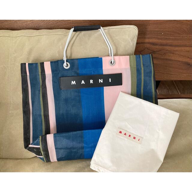 MARNI ストライプバッグ　ナイトブルー