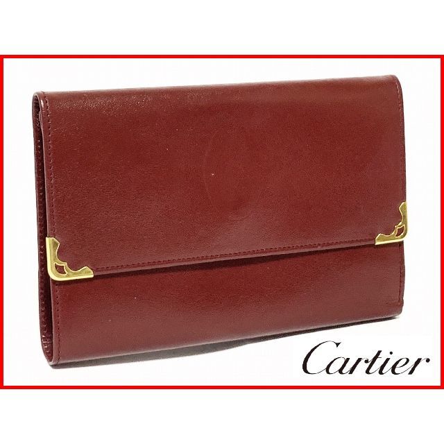 美品 Cartier カルティエ 三つ折り 財布 がま口 ウォレット 07-9