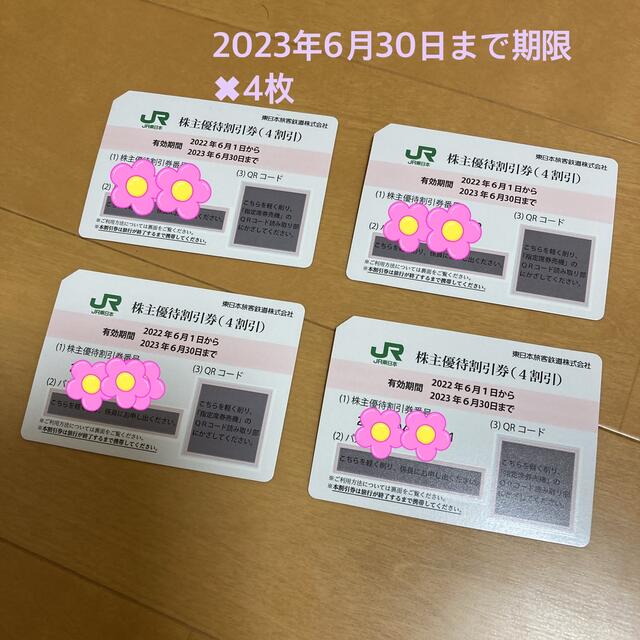 JR東日本5 株主優待割引券 4枚セット 2024年6月30日まで 東