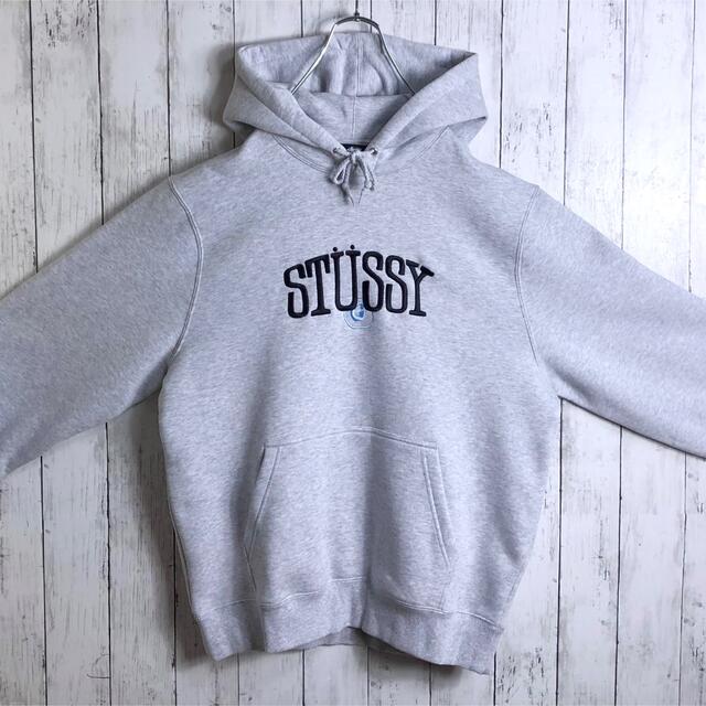 【未使用に近い】stussy ダウンジャケット ブルー 刺繍ロゴ L ビック