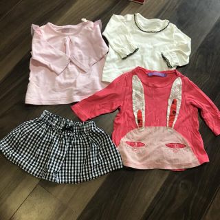 アカチャンホンポ(アカチャンホンポ)の女の子 トップス3枚　スカート 1枚まとめ売り(Ｔシャツ)