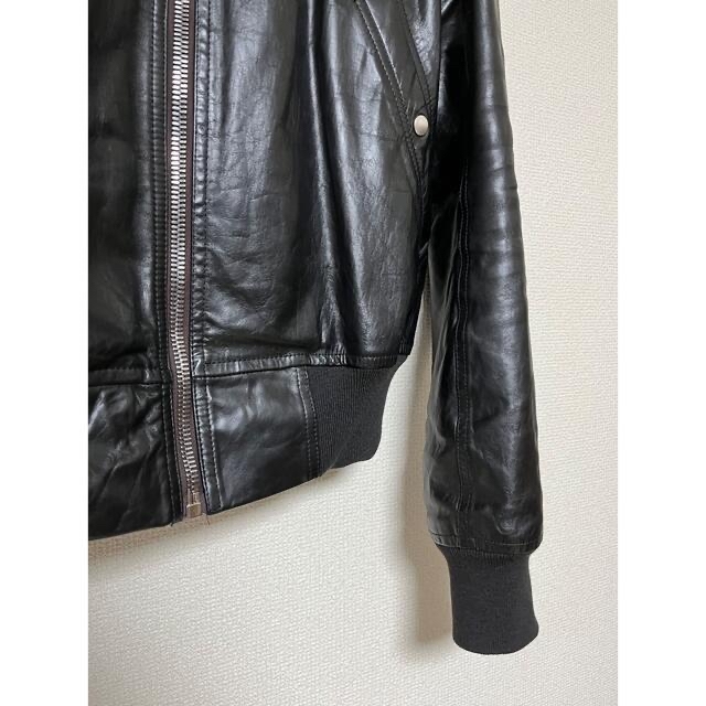 Rick Owens(リックオウエンス)のRick Owens Black Carfskin Leather jacket メンズのジャケット/アウター(レザージャケット)の商品写真