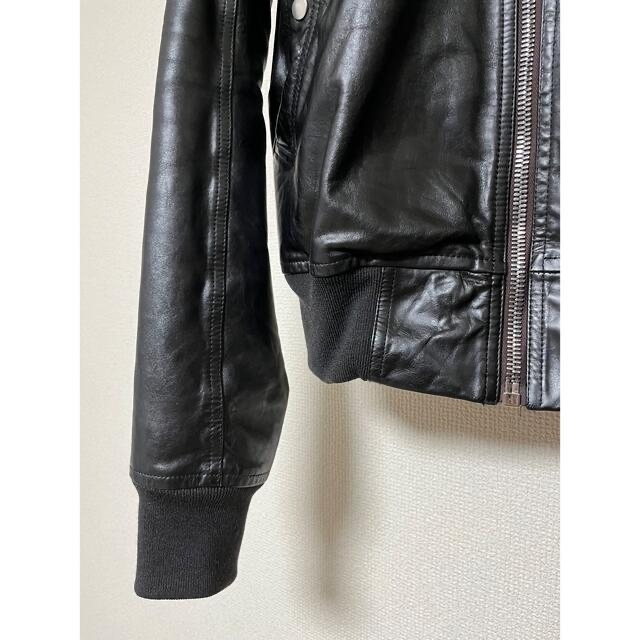 Rick Owens(リックオウエンス)のRick Owens Black Carfskin Leather jacket メンズのジャケット/アウター(レザージャケット)の商品写真