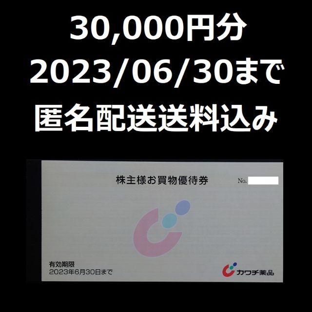 チケット カワチ薬品 株主優待 株主様お買物優待券 30000円分 爆売り ...