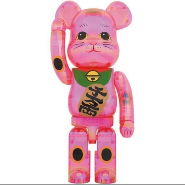 ハンドメイドBE@RBRICK 招き猫 桃色透明メッキ 1000％