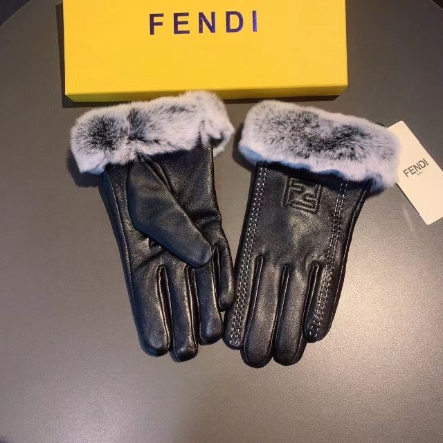 FENDI フェンディ 手袋 ファー付 サイズ7.5 黒 ブラック elearning.gov.mr
