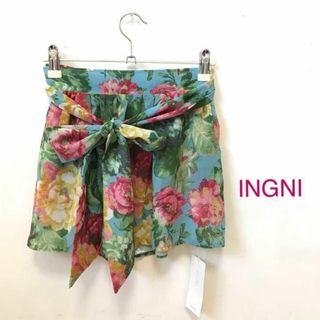 イング(INGNI)の【0464】INGNI 花柄 キュロット スカート M 水色 サックス(キュロット)