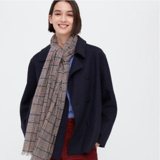 UNIQLO ユニクロ スフレヤーン 2WAY ストール◇ネイビー ハイ