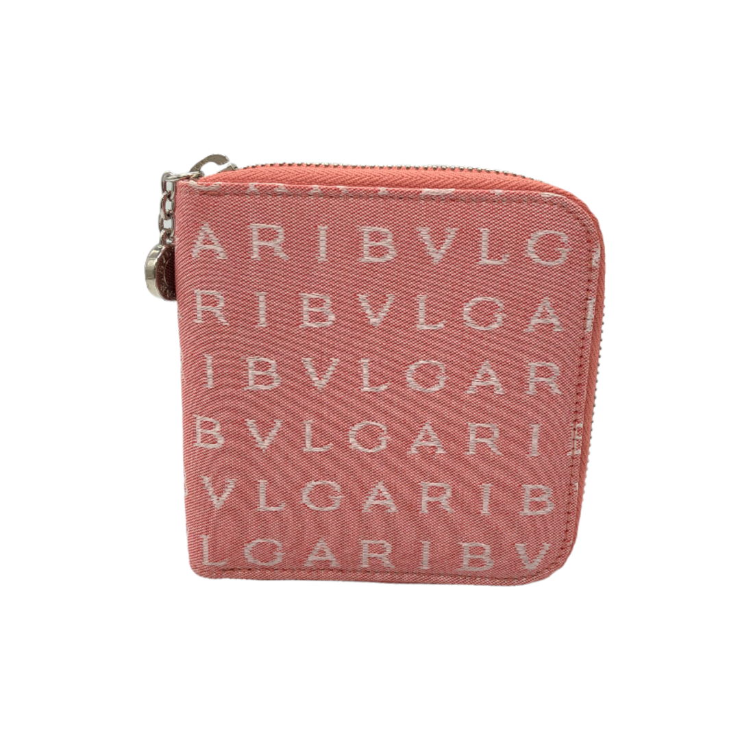 ブルガリ BVLGARI ロゴマニア ラウンドファスナー 二つ折り財布 ピンク