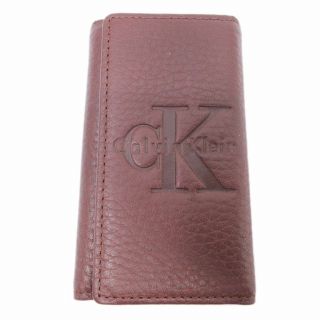 カルバンクライン(Calvin Klein)の美品 カルバンクライン レザー ロゴ 刻印 6連 キーケース 小物 本革 茶(キーケース)