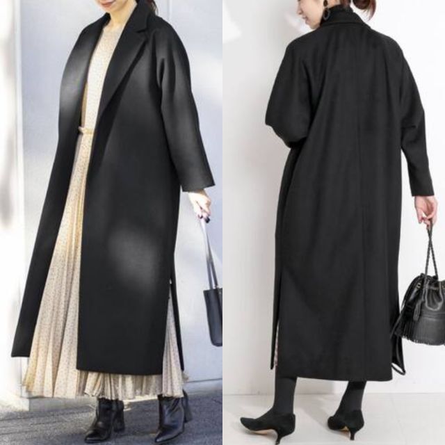 VERMEIL par iena 2020AW サイドスリットコート ブラック レディース