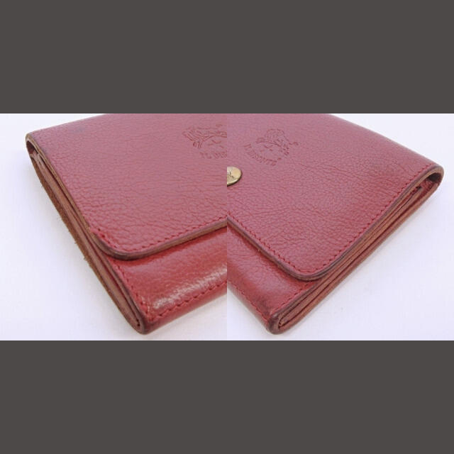 IL BISONTE(イルビゾンテ)のイルビゾンテ 二つ折り財布 ウォレット レザー ロゴ 赤 レッド 系 メンズのファッション小物(折り財布)の商品写真