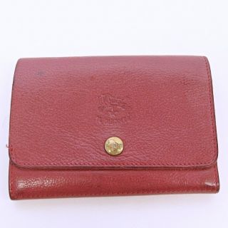 イルビゾンテ(IL BISONTE)のイルビゾンテ 二つ折り財布 ウォレット レザー ロゴ 赤 レッド 系(折り財布)