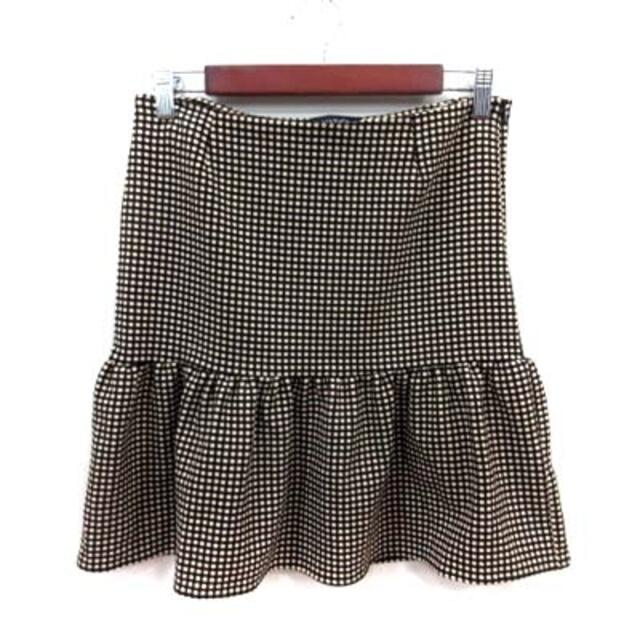 Max & Co.(マックスアンドコー)のマックス&コー フレアスカート ミニ テュアード 総柄 38 茶 ブラウン  レディースのスカート(ミニスカート)の商品写真