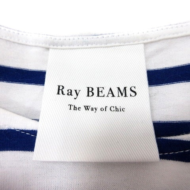 Ray BEAMS(レイビームス)のレイビームス カットソー クルーネック ボーダー 半袖 切替 白 ホワイト 紺 レディースのトップス(カットソー(半袖/袖なし))の商品写真