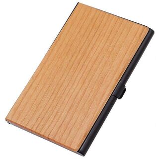 名刺入れ 木製 ステンレス カードケース 20枚収納 薄型 チェリー(名刺入れ/定期入れ)