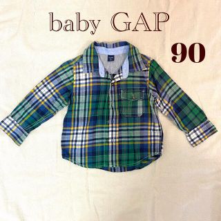 ベビーギャップ(babyGAP)のbabyGAP  チェックシャツ  緑　90cm(ブラウス)