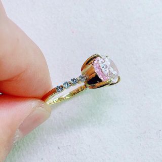 ※即決価格★7.5ct★✨一粒クンツァイト0.2ctアクアマリンK10リング指輪