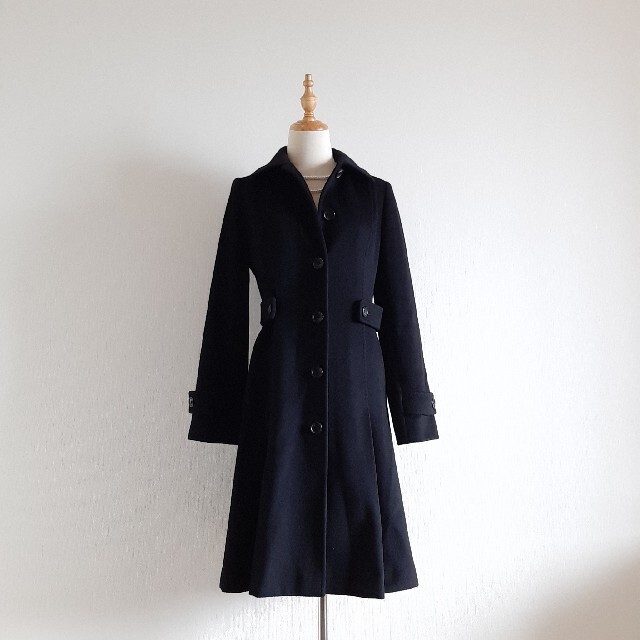 美品】バーバリー ロンドン ロングコート アンゴラ混 ブラック 美品】バーバリー ロンドン ロングコート アンゴラ混 ブラック