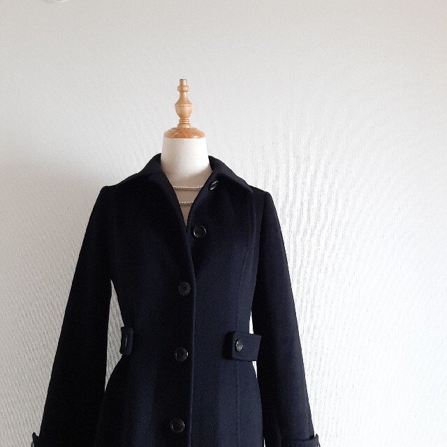 美品】バーバリー ロンドン ロングコート アンゴラ混 ブラック 美品】バーバリー ロンドン ロングコート アンゴラ混 ブラック