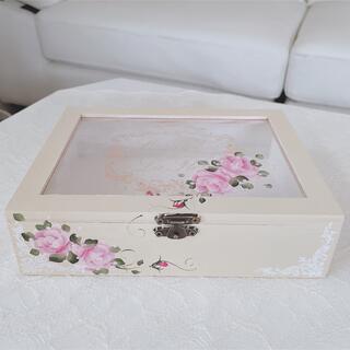 薔薇　蓋付き木製ボックス　アクセサリーケース　トールペイント(その他)