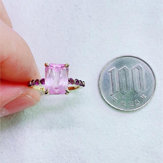 ※即決価格★3.8ct★✨一粒クンツァイト0.2ctアメジストK10リング指輪 レディースのアクセサリー(リング(指輪))の商品写真