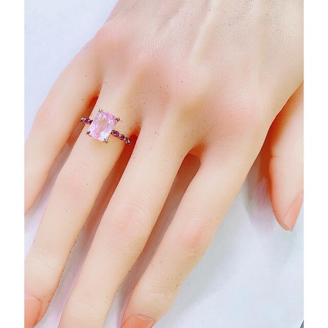 ※即決価格★3.8ct★✨一粒クンツァイト0.2ctアメジストK10リング指輪 レディースのアクセサリー(リング(指輪))の商品写真