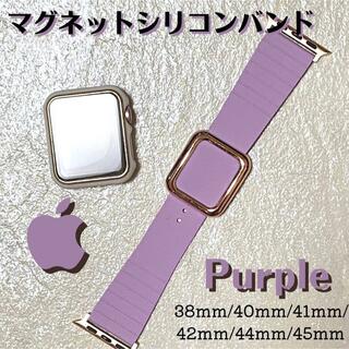 Apple Watch シリコン バンド マグネット オシャレ 人気 パープル(腕時計)