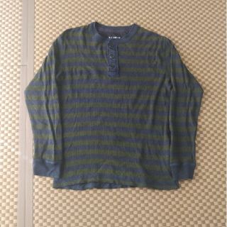 ユニクロ(UNIQLO)の秋冬物セール🔔ユニクロボタン付きボーダーワッフルTシャツXLサイズ(Tシャツ/カットソー(七分/長袖))