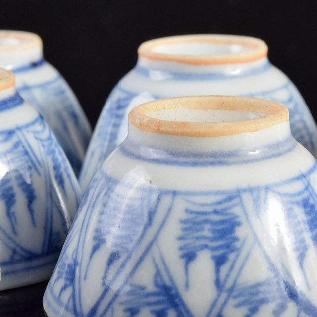 煎茶道具 五良太甫呉祥瑞 染付 煎茶碗 五客 V R4895の通販 by