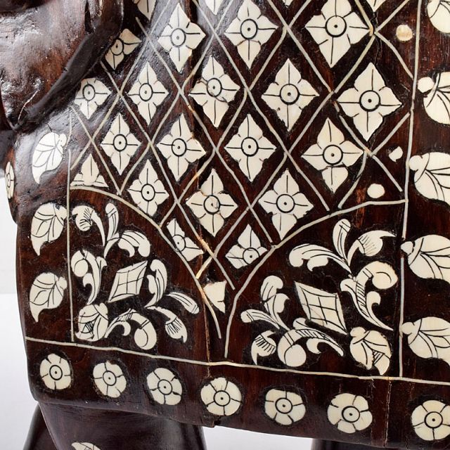中国 唐木紫壇製 獣骨象嵌装飾 インド象 置物 V R4905Bの通販 by 中国 唐木紫壇製 獣骨象嵌装飾 インド象 置物 V R4905Bの通販 by
