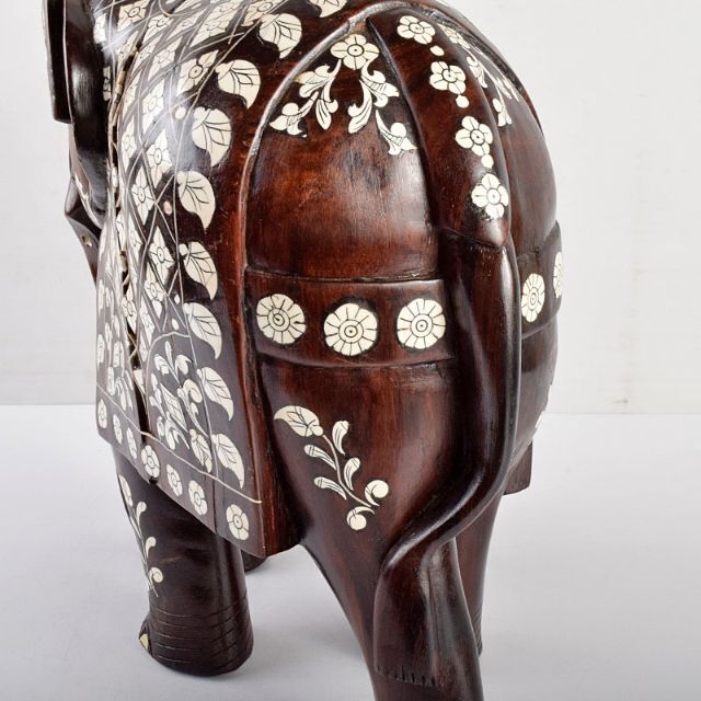 中国 唐木紫壇製 獣骨象嵌装飾 インド象 置物 V R4905Bの通販 by 中国 唐木紫壇製 獣骨象嵌装飾 インド象 置物 V R4905Bの通販 by