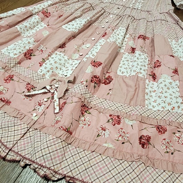ピンクハウス 新品 カーネーションパッチワークワンピース