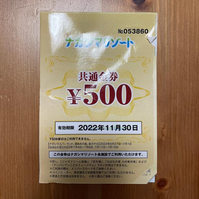 長島スパーランド　パスポート券　金券500円付き 1