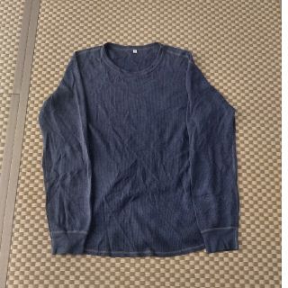 ユニクロ(UNIQLO)の秋冬物セール🔔ユニクロワッフル長袖TシャツネイビーXLサイズ(Tシャツ/カットソー(七分/長袖))