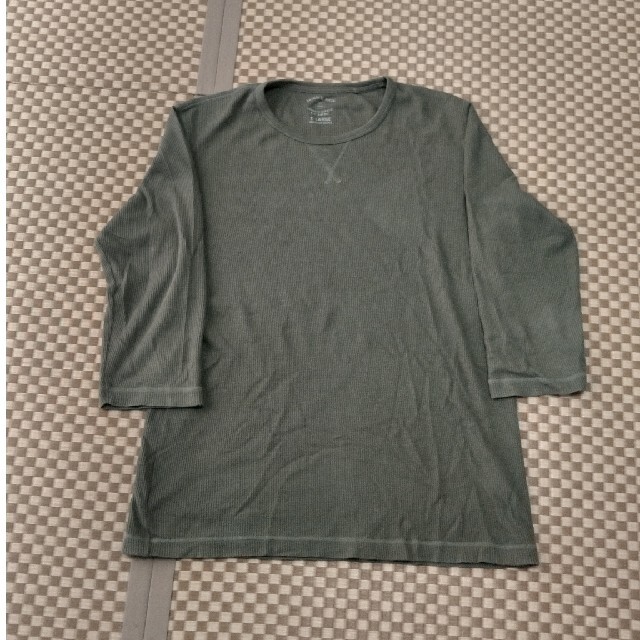 UNIQLO(ユニクロ)の秋冬物セール🔔ユニクロワッフル七分袖TシャツモスグリーンXLサイズ レディースのトップス(Tシャツ(長袖/七分))の商品写真