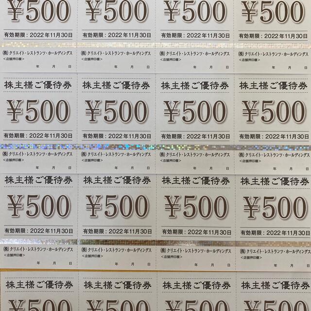 8,000円分クリエイト・レストランツ・ホールディングス優待券