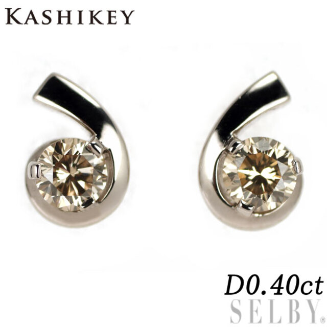 レディースカシケイ/Kashikey K18シャンパンゴールド ブラウンダイヤモンド ピアス 0.40ct フロート