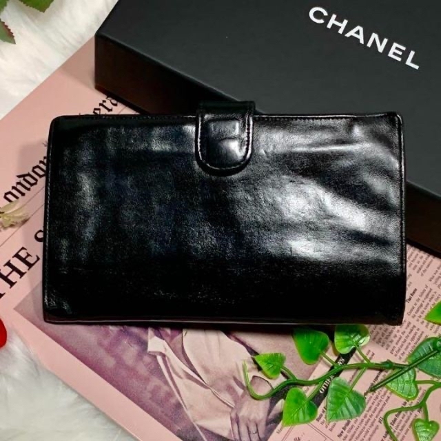 CHANEL(シャネル)の✨美品✨CHANEL 二つ折り 財布 がま口 ココマーク レザー ブラック 黒 レディースのファッション小物(財布)の商品写真