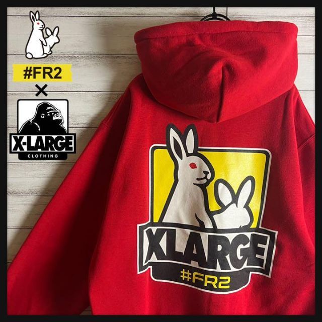 【最高デザイン】FR2 XLARGE 限定コラボ 希少 パーカー バックプリント