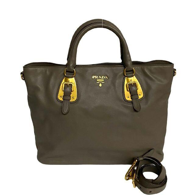 美品 プラダ ロゴ レザー 本革 2way ショルダーバッグ 48025 モテ 52