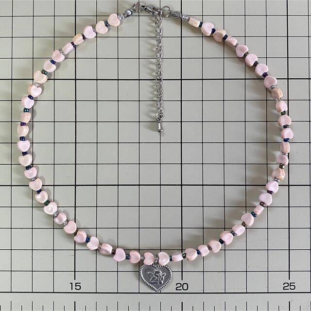 no272　天使×ハート×ホワイト　チョーカー　ネックレス ハンドメイドのアクセサリー(ネックレス)の商品写真