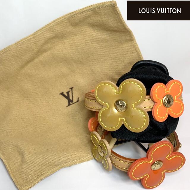 LOUIS VUITTON ヴェルニ フラワー 2連 レザーブレス チョーカー