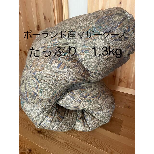 新品【羽毛布団(ポーランド産マザーグース)】 極寒地仕様　1.3kg  ブルー