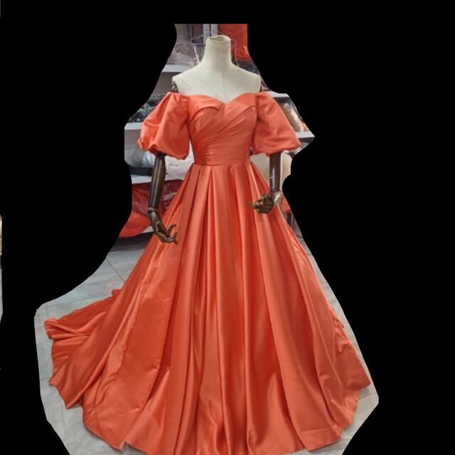 値下げしました！！オレンジ　オフショルダー　カラードレス　ウエディングドレス